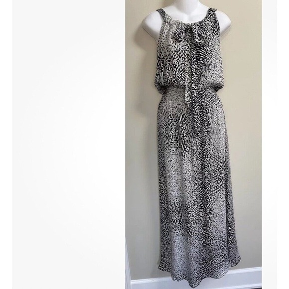 Parker Tie Neck Silk Georgette Maxi Dress Size M - Picture 3 of 7
